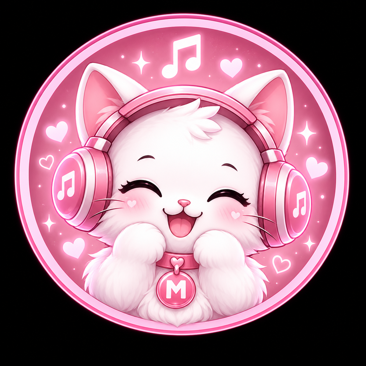 Mellow the cat mascot wearing headphones